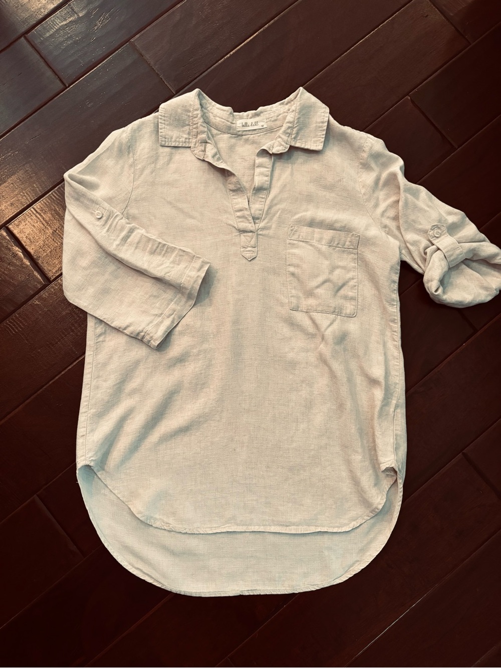 Bella Dahl Roll Tab Tunic - Khaki Size Medium